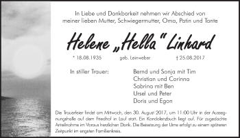Traueranzeige von Helene Linhard von Pegnitz-Zeitung