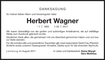 Traueranzeige von Herbert Wagner von Pegnitz-Zeitung