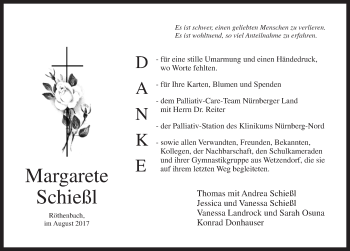 Traueranzeige von Margarete Schießl von Pegnitz-Zeitung