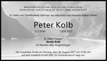 Traueranzeige von Peter Kolb von Pegnitz-Zeitung