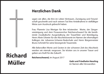 Traueranzeige von Richard Müller von Hersbrucker Zeitung