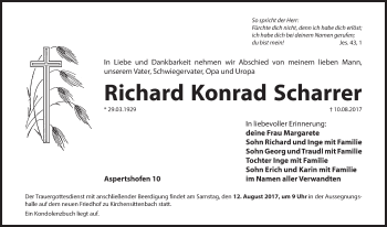 Traueranzeige von Richard Konrad Scharrer von Hersbrucker Zeitung