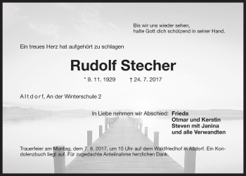 Traueranzeige von Rudolf Stecher von Der Bote