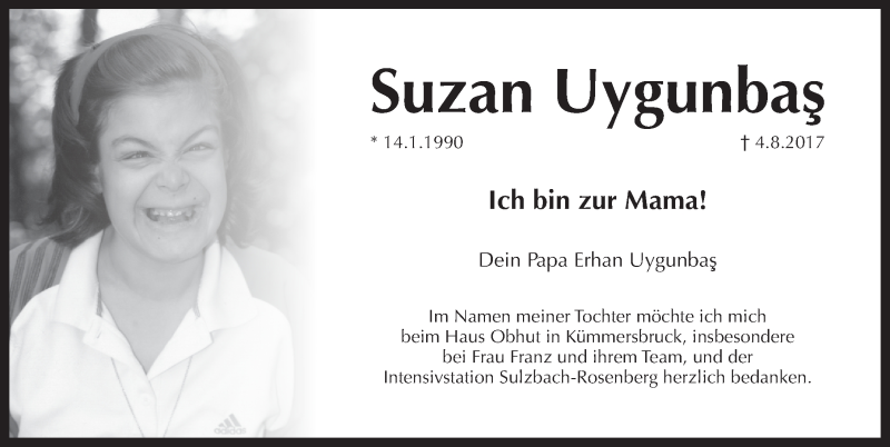 Traueranzeige für Suzan Uygunbas vom 09.08.2017 aus Pegnitz-Zeitung