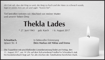 Traueranzeige von Thekla Lades von Pegnitz-Zeitung