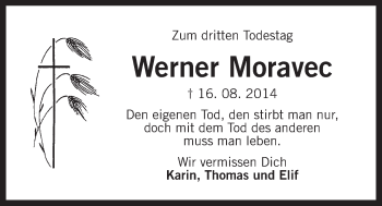 Traueranzeige von Werner Moravec von Der Bote