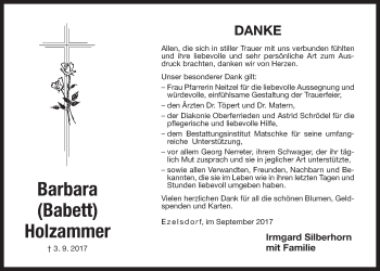 Traueranzeige von Barbara Holzammer von Der Bote