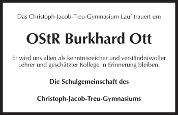 Traueranzeige von Burkhard Ott von Pegnitz-Zeitung
