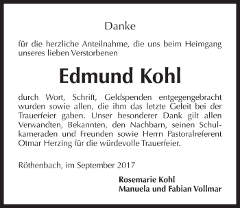 Traueranzeige von Edmund Kohl von Pegnitz-Zeitung