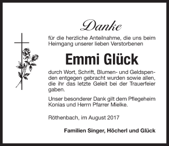 Traueranzeige von Emmi Glück von Der Bote