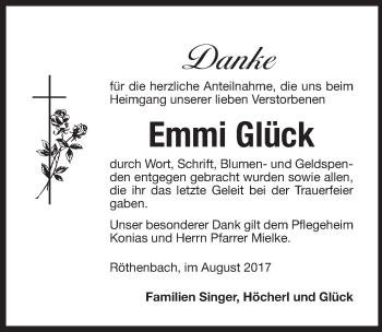 Traueranzeige von Emmi Glück von Pegnitz-Zeitung