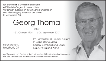 Traueranzeige von Georg Thoma von Pegnitz-Zeitung