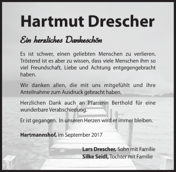 Traueranzeige von Hartmut Drescher von Hersbrucker Zeitung