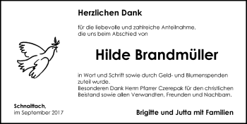 Traueranzeige von Hilde Brandmüller von Pegnitz-Zeitung