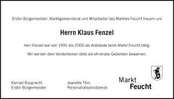 Traueranzeige von Klaus Fenzel von Der Bote