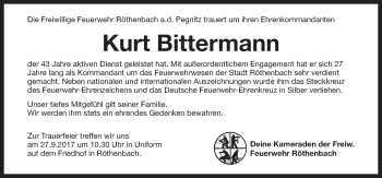 Traueranzeige von Kurt Bittermann von Pegnitz-Zeitung