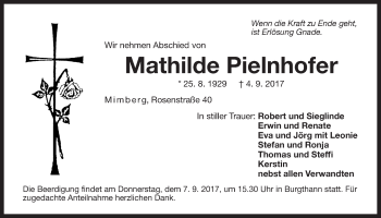 Traueranzeige von Mathilde Pielnhofer von Der Bote