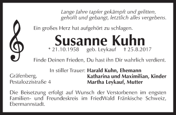 Traueranzeige von Susanne Kuhn von Pegnitz-Zeitung