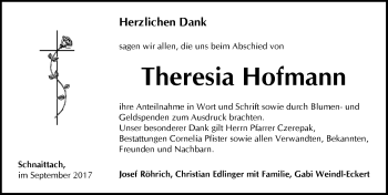 Traueranzeige von Theresia Hofmann von Pegnitz-Zeitung