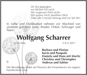 Traueranzeige von Wolfgang Scharrer von Pegnitz-Zeitung