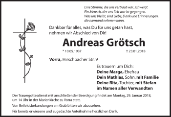 Traueranzeige von Andreas Grötsch von Hersbrucker Zeitung