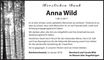 Traueranzeige von Anna Wild von Hersbrucker Zeitung