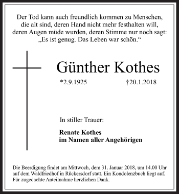 Traueranzeige von Günther Kothes von Pegnitz-Zeitung
