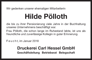 Traueranzeige von Hilde Pölloth von Der Bote