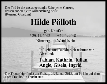 Traueranzeige von Hilde Pölloth von Der Bote
