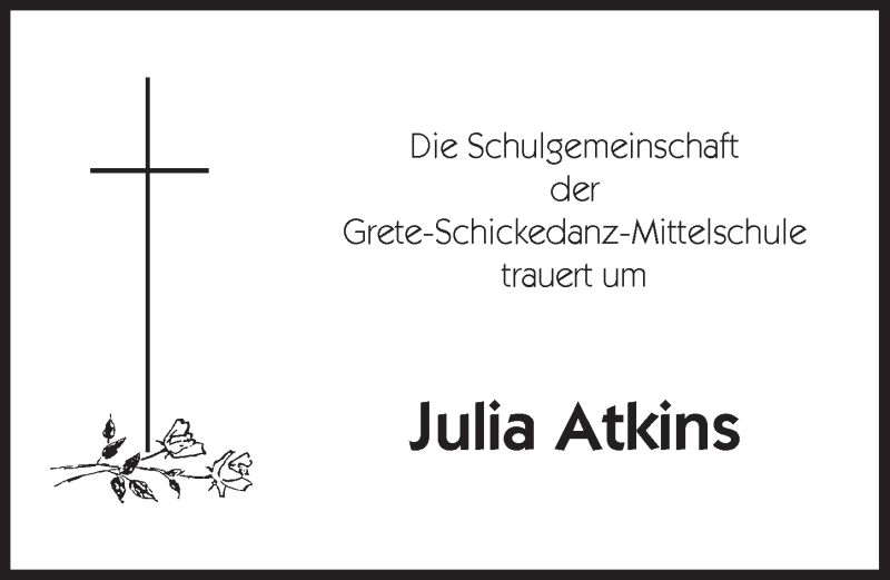  Traueranzeige für Julia Atkins vom 24.01.2018 aus Hersbrucker Zeitung