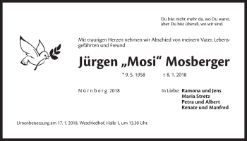 Traueranzeige von Jürgen Mosberger von Der Bote