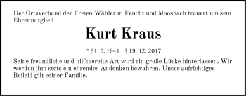 Traueranzeige von Kurt Kraus von Der Bote