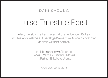 Traueranzeige von Luise Ernestine Porst von Hersbrucker Zeitung
