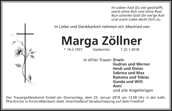 Traueranzeige von Marga Zöllner von Pegnitz-Zeitung