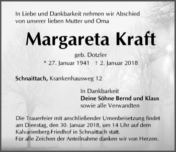 Traueranzeige von Margareta Kraft von Pegnitz-Zeitung