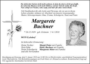 Traueranzeige von Margarete Buchner von Der Bote