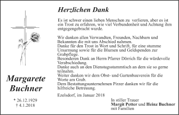 Traueranzeige von Margarete Buchner von Der Bote
