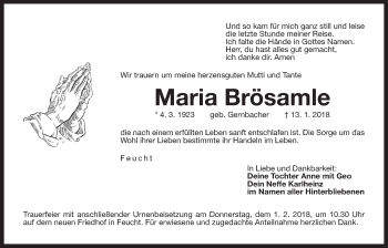 Traueranzeige von Maria Brösamle von Der Bote