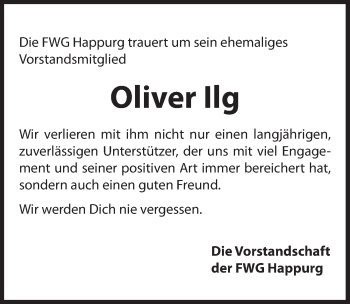 Traueranzeige von Oliver Ilg von Hersbrucker Zeitung