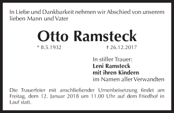 Traueranzeige von Otto Ramsteck von Pegnitz-Zeitung