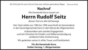 Traueranzeige von Rudolf Seitz von Hersbrucker Zeitung