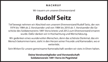 Traueranzeige von Rudolf Seitz von Hersbrucker Zeitung