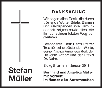 Traueranzeige von Stefan Müller von Der Bote