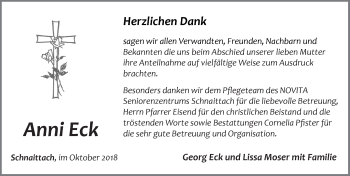 Traueranzeige von Annie Eck von Pegnitz-Zeitung