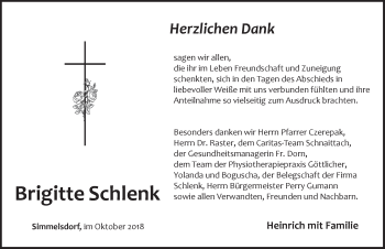 Traueranzeige von Brigitte Schlenk von Pegnitz-Zeitung