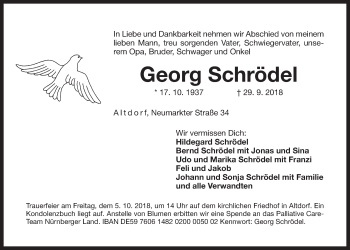 Traueranzeige von Georg Schrödel von Der Bote