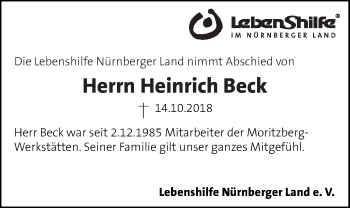 Traueranzeige von Heiner Beck von Der Bote