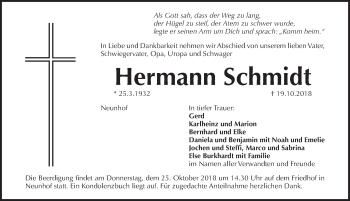 Traueranzeige von Hermann Schmidt von Pegnitz-Zeitung