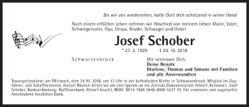 Traueranzeige von Josef Schober von Der Bote