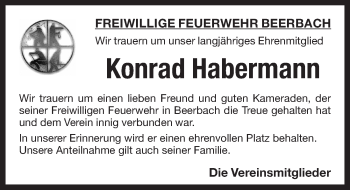 Traueranzeige von Konrad Habermann von Pegnitz-Zeitung